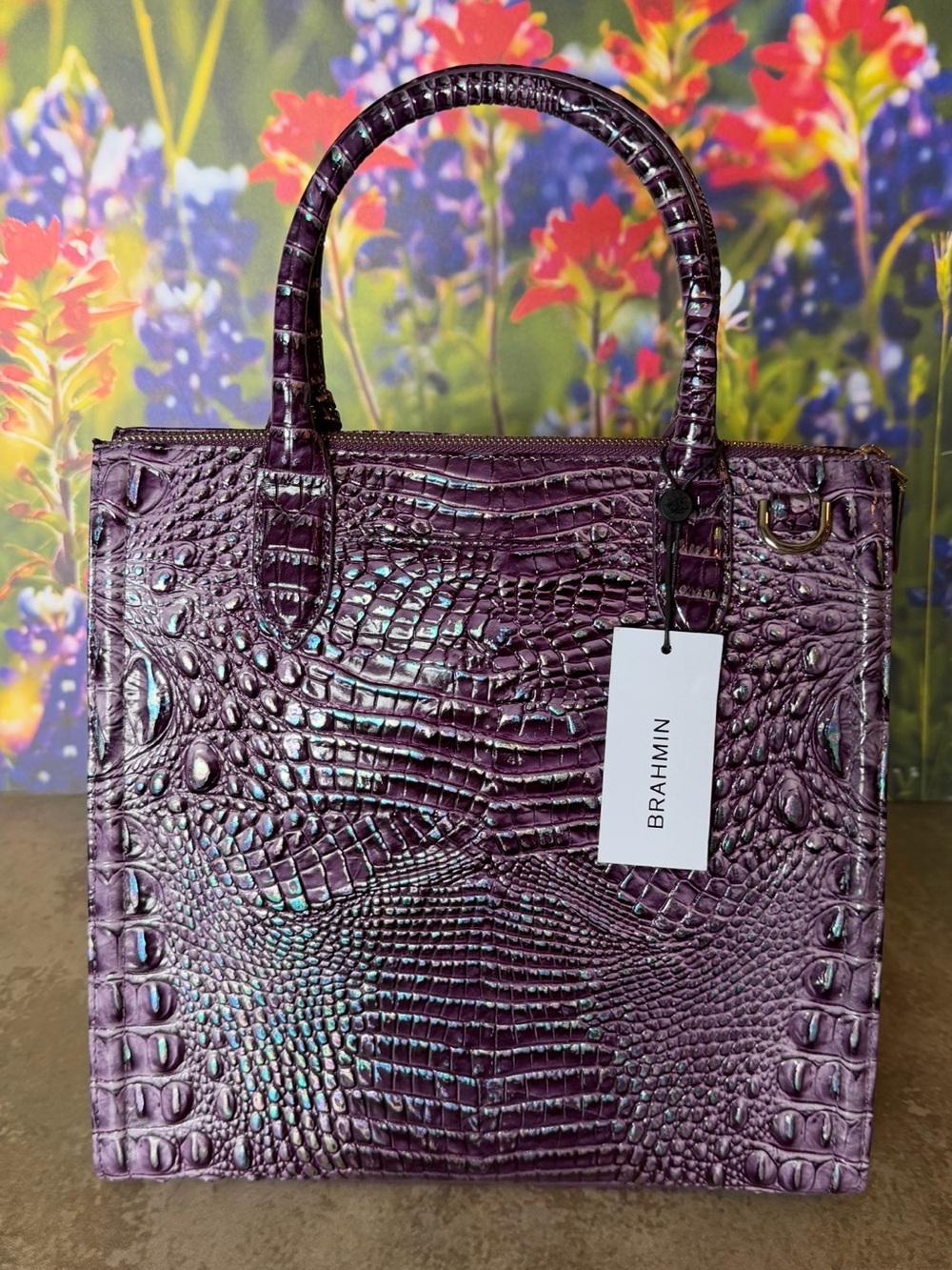 BRAHMIN Purple passion Caroline NWT PRETTY EYE PLACEMENT IRIDESCENT GLOW FIRM $ - Picture 14 of 16